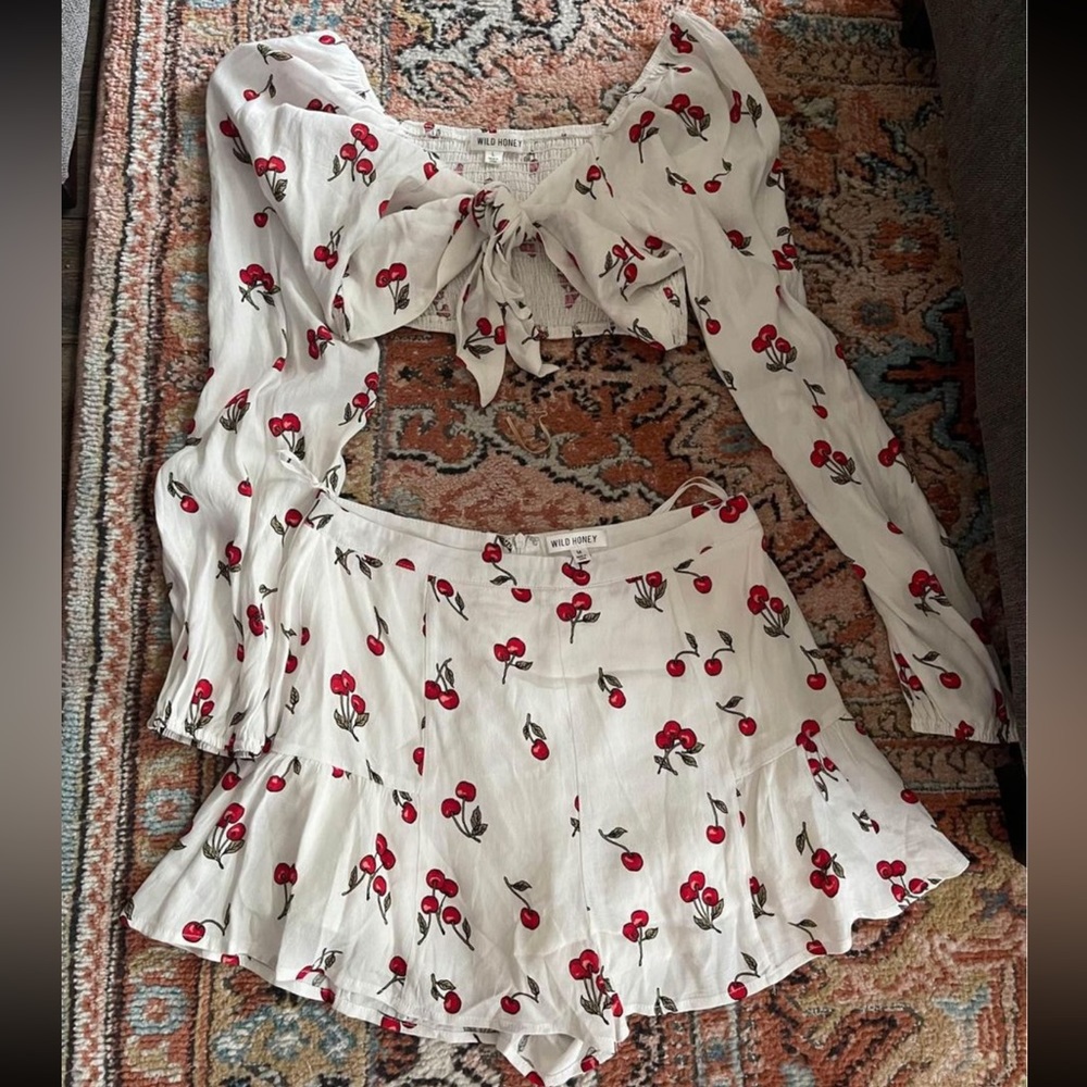 Boutique two piece set trendy cherries
